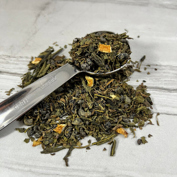Loose Leaf Tea,  Green Man Tea, Peppermint Sencha and Gunpowder Green Tea blended with Citrus