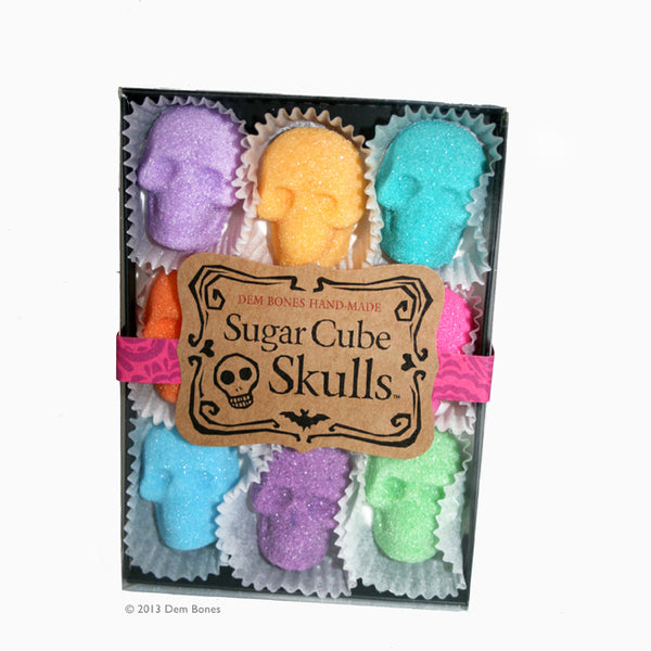 DemBones, Edible sugar skulls, bright colors, 9 pack box.