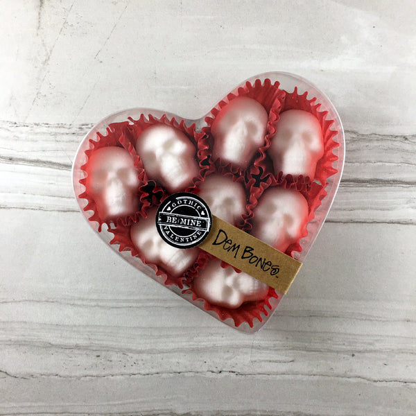Gothic Valentine Skull Sugar Cubes Heart Shaped Box