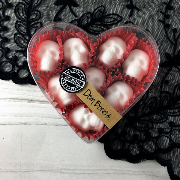 Gothic Valentine Skull Sugar Cubes Heart Shaped Box