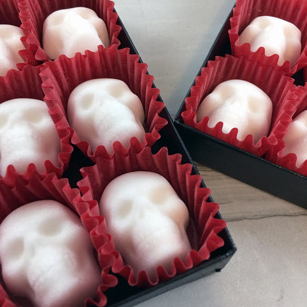 Gothic Valentine Skull Sugar Cubes - Red and White